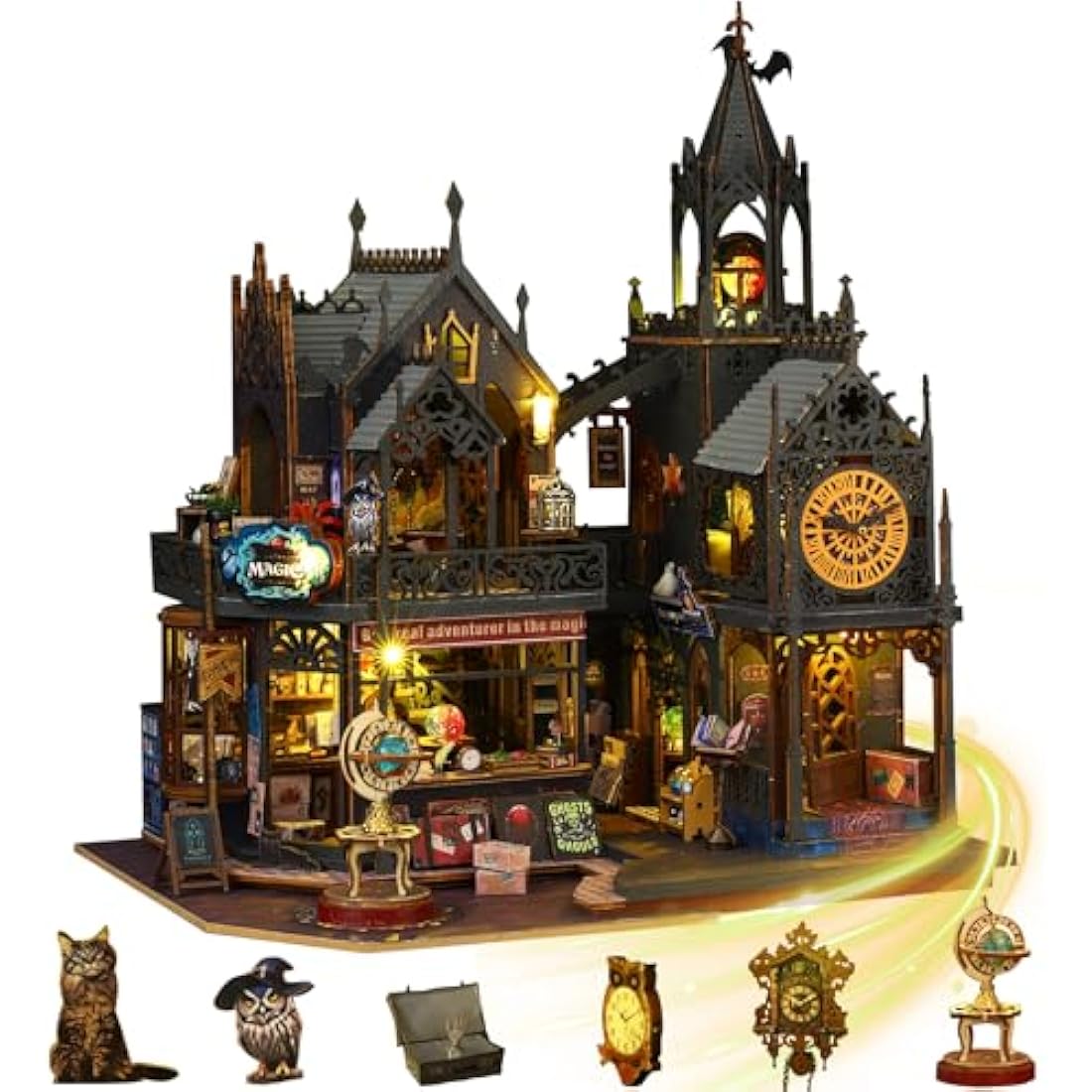 Jolof Store DIY Miniature Dollhouse Kit – Holo Magic City 2 Wooden House