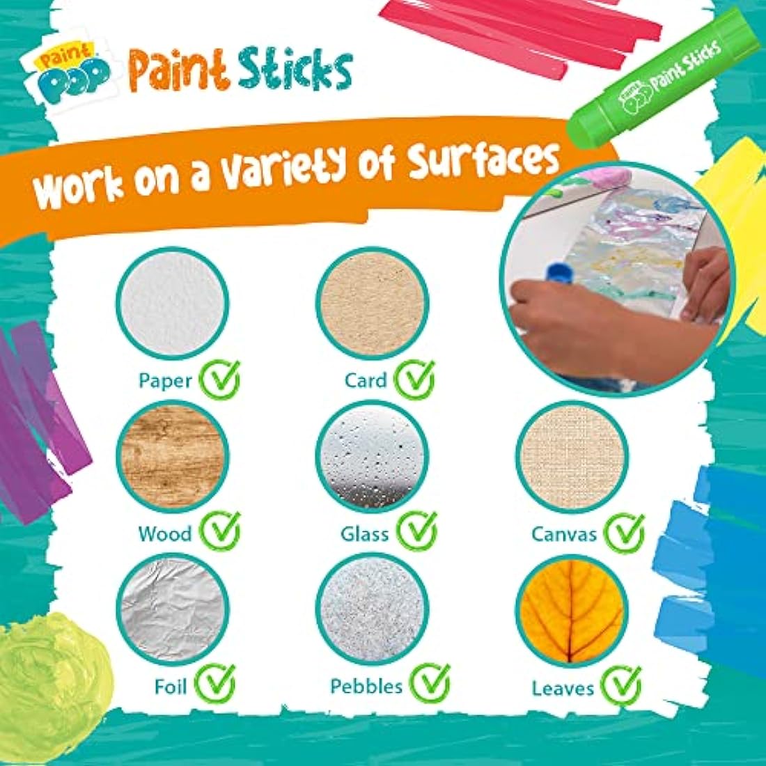 Paint Pop Paint Sticks for Kids – 24 Pack Mess-Free Fast Drying Art