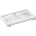 Luxspire Resin Vanity Tray – White Marble Bathroom Countertop Organizer