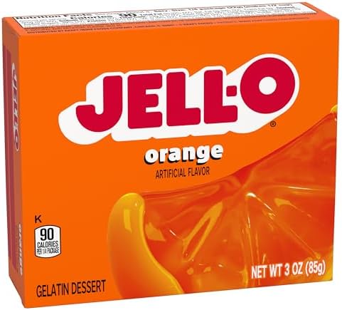 Jell-O Orange Gelatin Dessert - 3 Ounce Boxes (Pack of 4) -