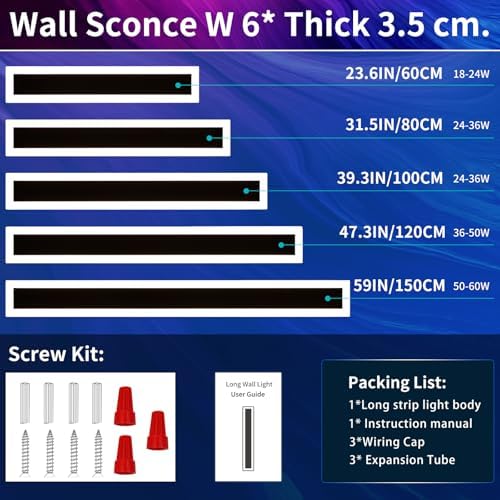 Mikeru 60cm RGB Outdoor Wall Light – IP65 Waterproof LED Sconce, 2-Pack