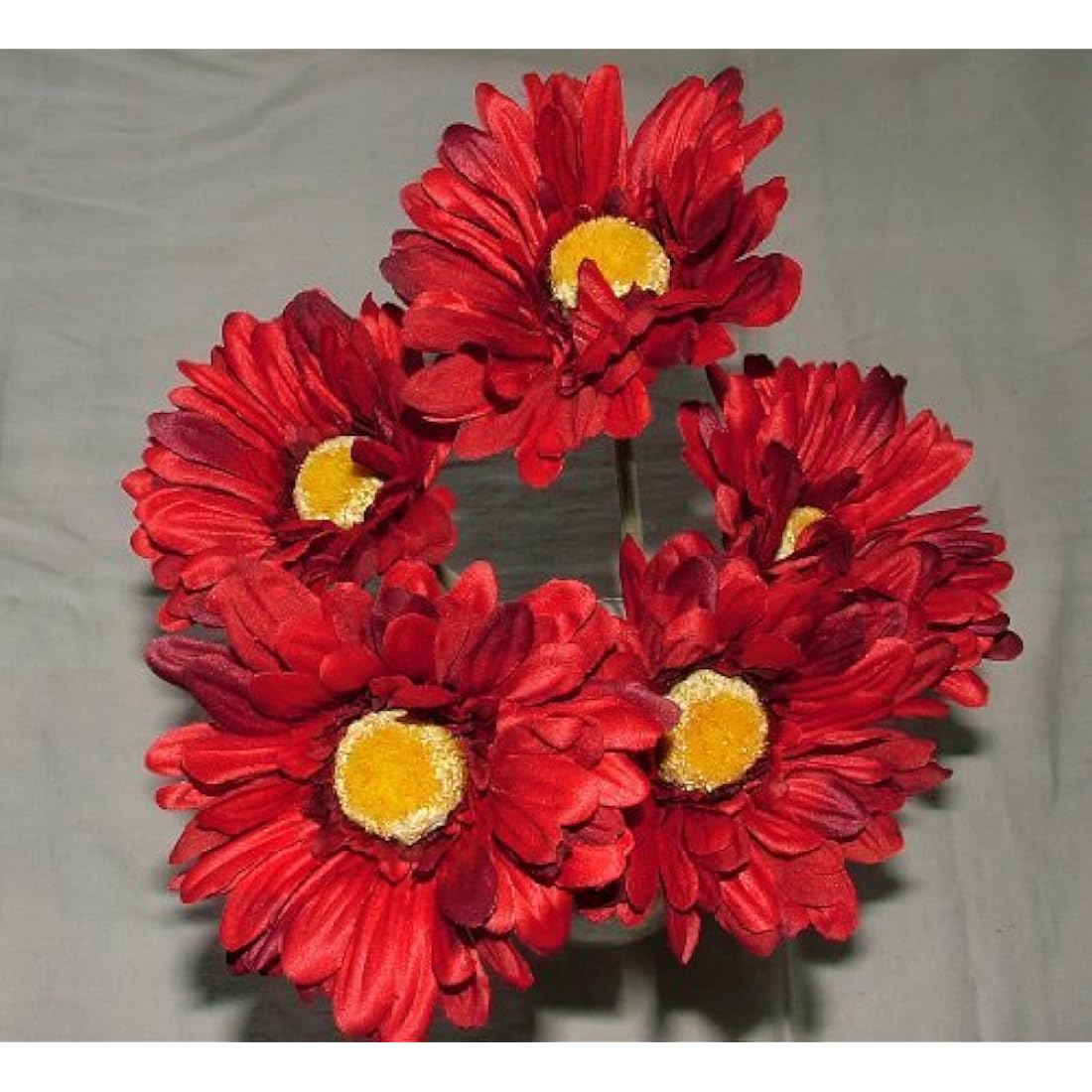 Red Artificial Gerbera Flowers – 6 Pack Large Bloom Stems