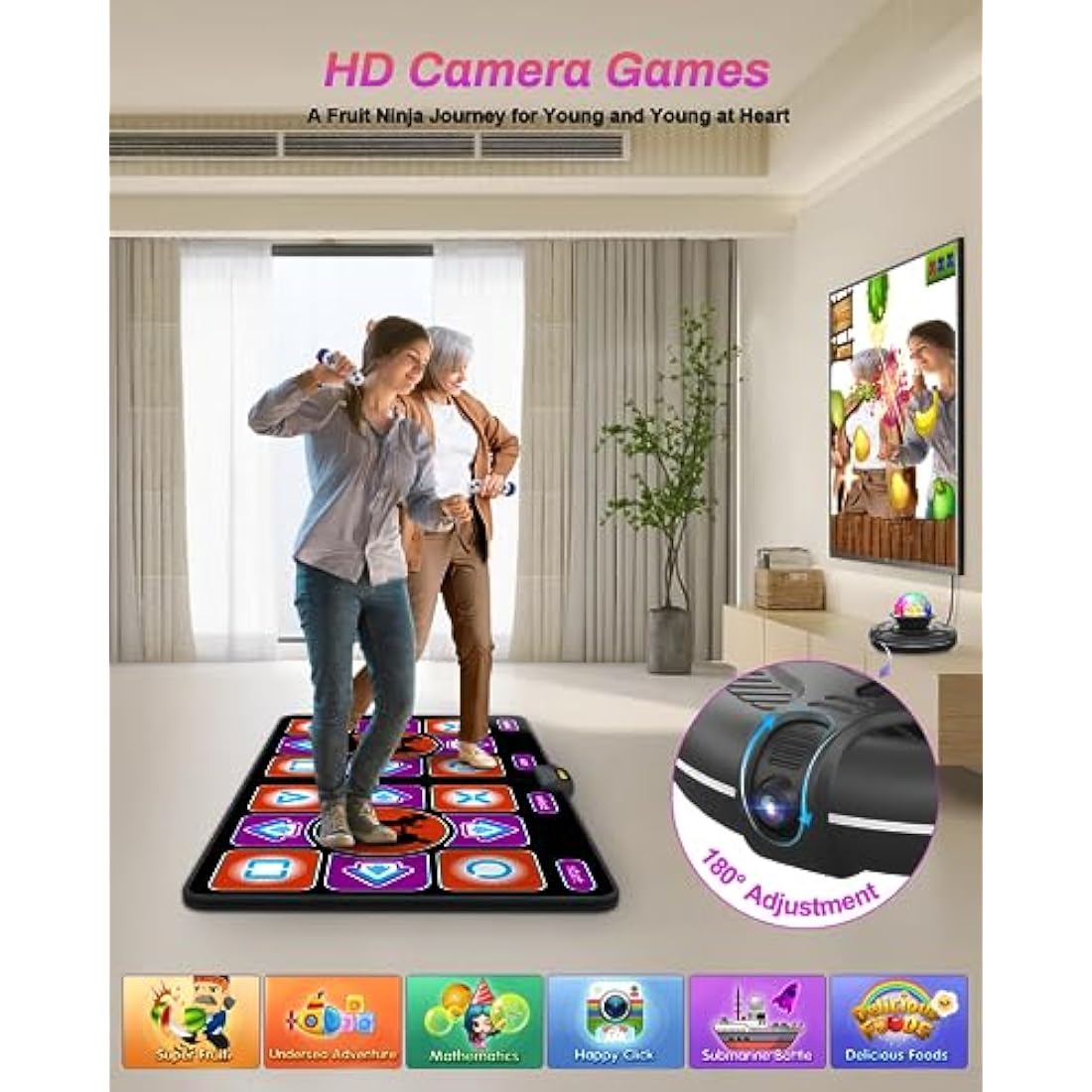 Jolof Store Acelufly Dance Mat – Double Wireless Flannel Pad with Camera