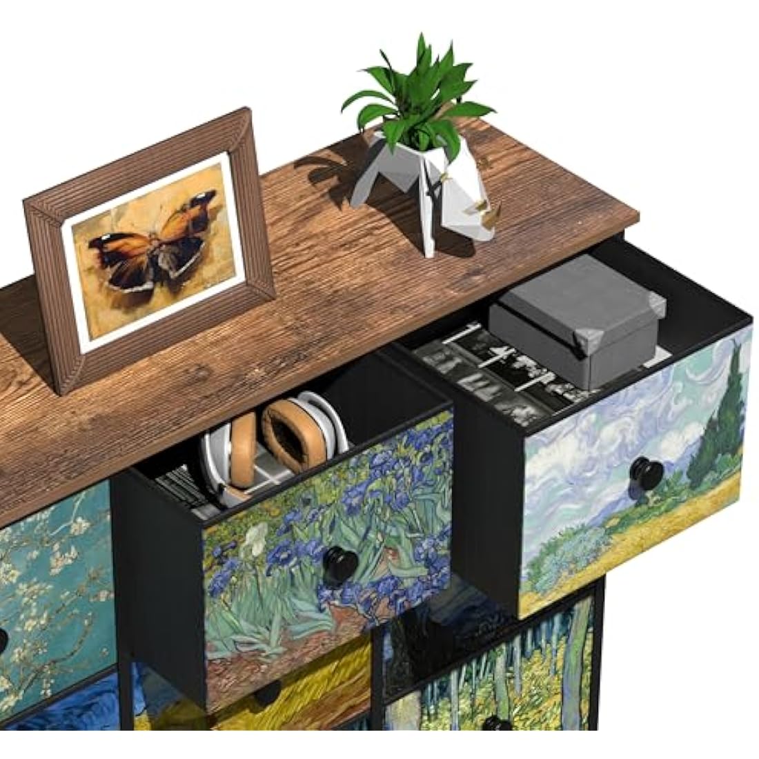 VEDECASA Van Gogh 9-Drawer Chest – Fabric Storage Dresser for Bedroom