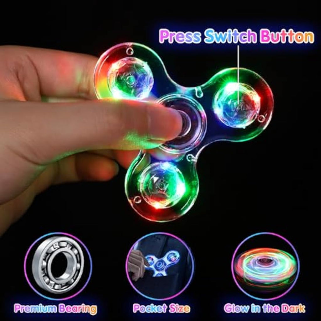 Gigilli LED Light Up Fidget Spinners – 16 Pack Glow in the Dark Party Favors