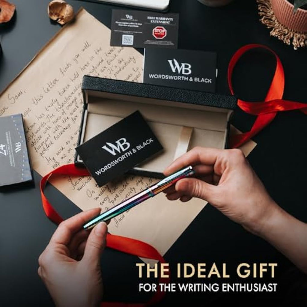 Wordsworth & Black Fountain Pen Set – 18K Gilded Nib with 24 Ink Refills