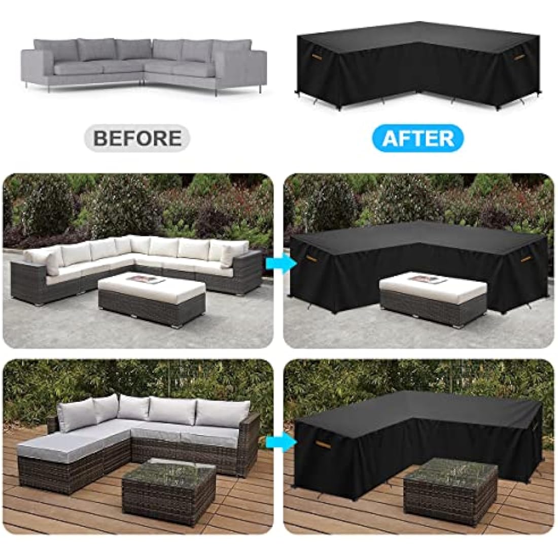 SanGlory V-Shape Garden Furniture Cover | Waterproof Oxford Patio Sofa