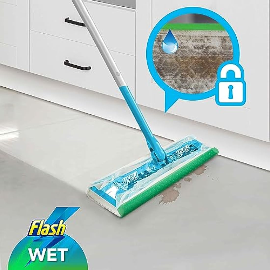 Flash Speedmop Antibacterial Lemon Wet Floor Wipes - 96 Refill Cloths