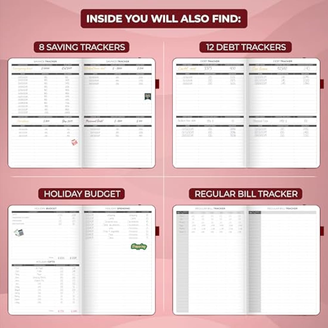 Clever Fox Budget Planner – A5 Vegan Leather Expense Tracker, Wine Red