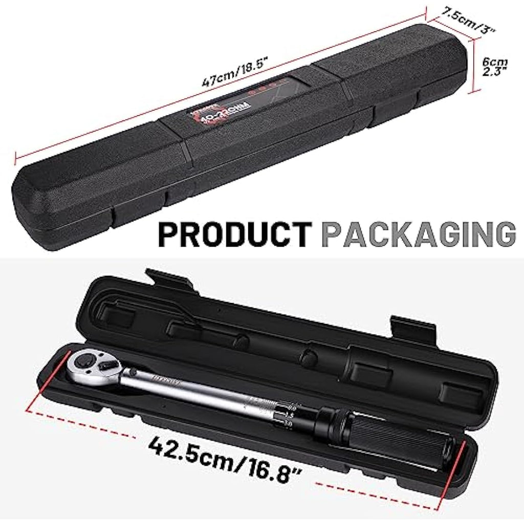 UYECOVE 1/2" Click Torque Wrench, 40-220NM Dual-Direction with Case
