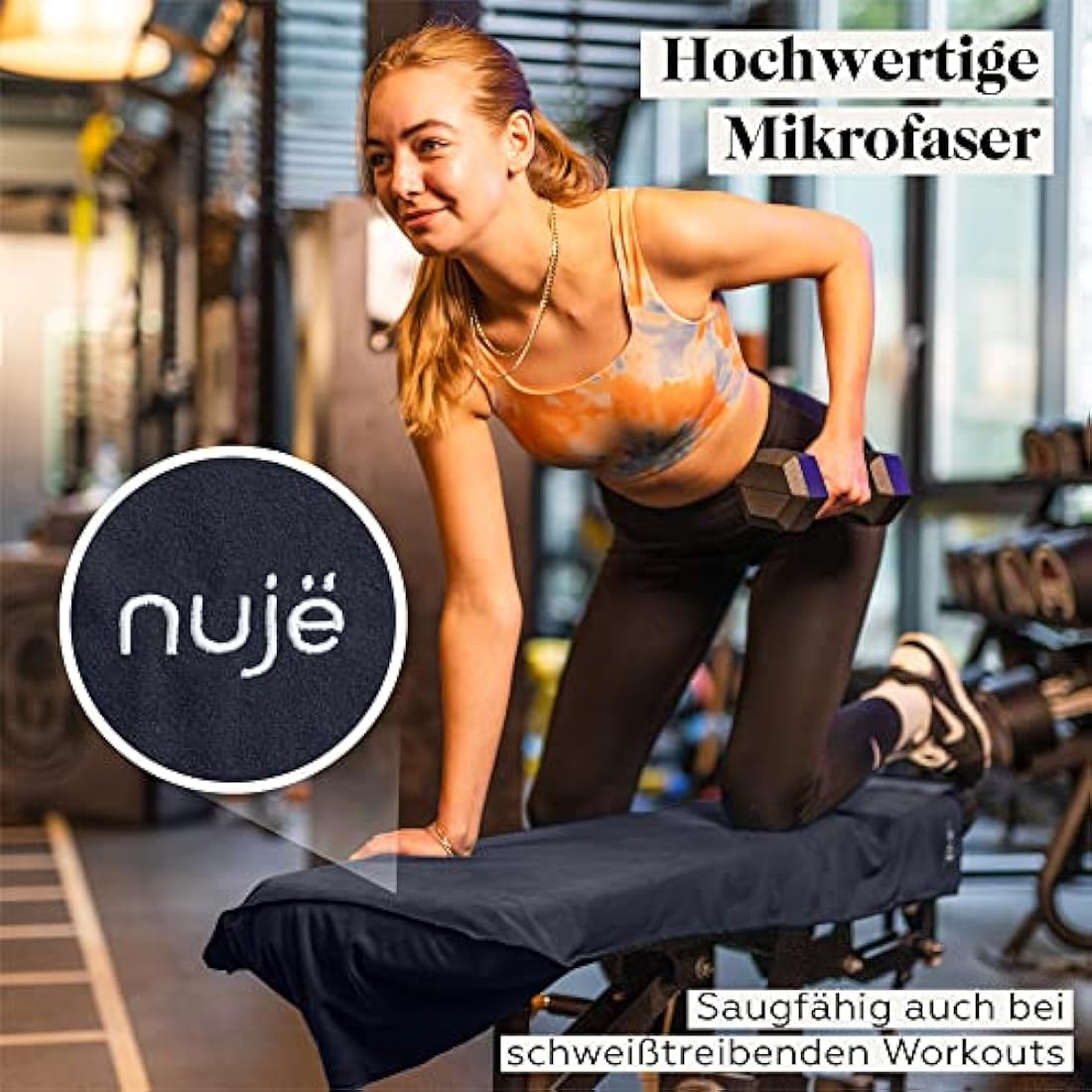 nujë Microfiber Fitness Towel 2-Piece Set with Pocket – Anthracite