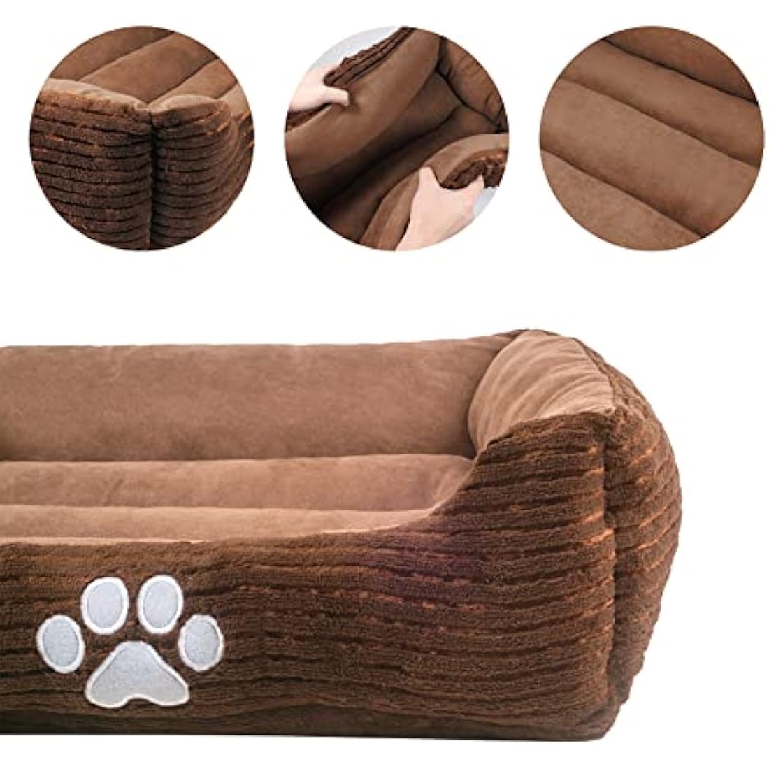 Happycare Textiles Reversible Rectangle Pet Bed - Faux Suede & Corduroy