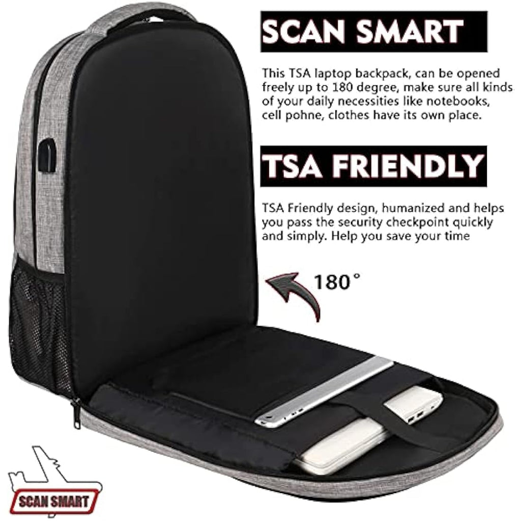 MATEIN 17.3 Inch Laptop Backpack – Anti-Theft Water Resistant Bag, Grey