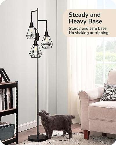 EDISHINE Industrial Floor Lamp | Dimmable 3-Light Cage Standing Lamp