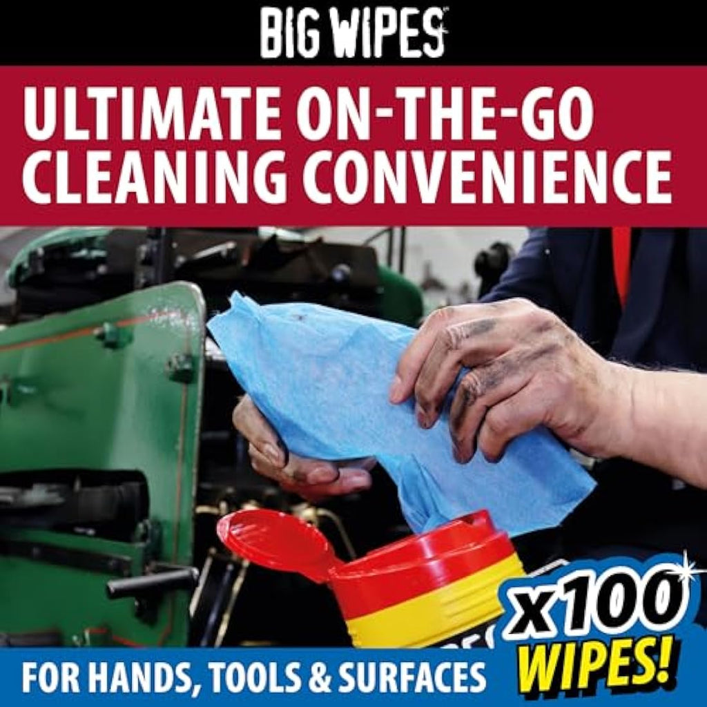 Big Wipes Heavy Duty Pro+ Dual-Sided Industrial Hand Wipes | 100 Pack