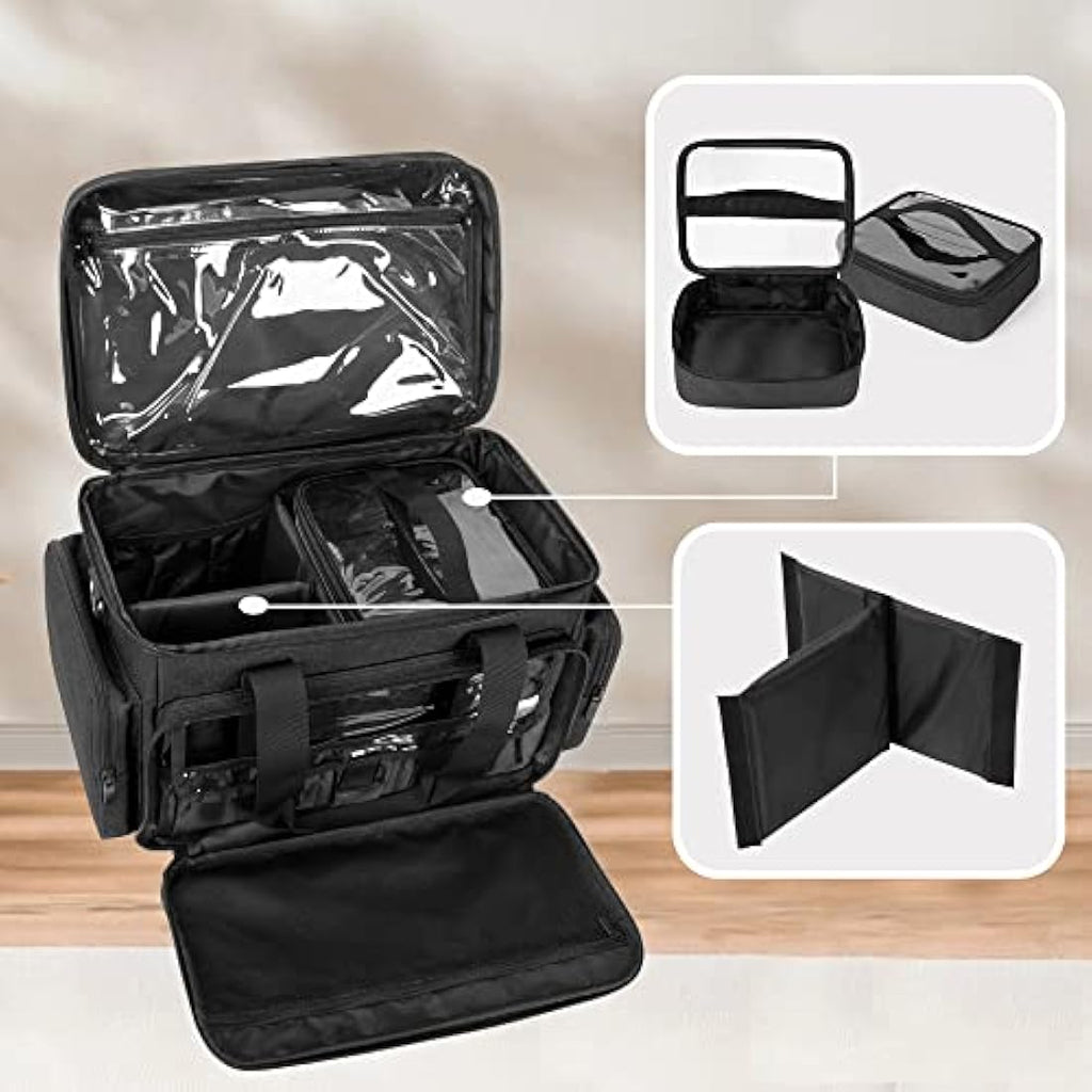 BAFASO Large Makeup Bag | Travel Cosmetic Organizer with 2 Pouches