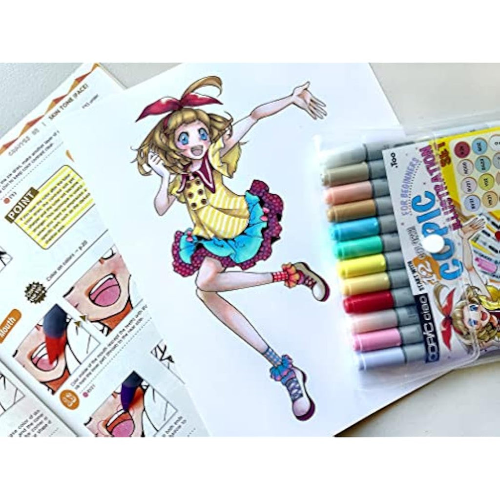 Copic Ciao 12-Piece Graphic Marker Set with Official Guide Book