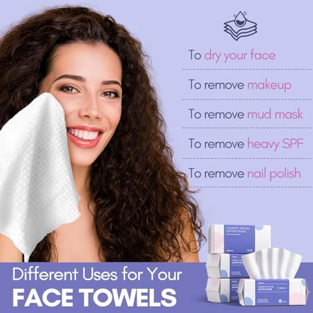 PoeticEHome Extra Thick Cotton Dry Wipes | Disposable Facial Towels (320ct)