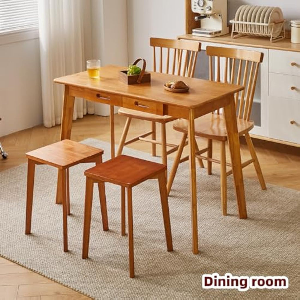 Aibiju Solid Wood Writing Desk with Drawers – Mid-Century Modern Study Table