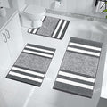 Pauwer 3-Piece Microfiber Bath Mat Set | Non-Slip Absorbent Bathroom Rugs