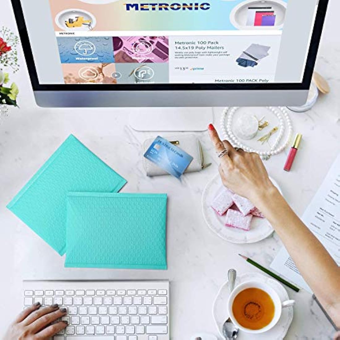 Switory Teal Poly Bubble Mailers | 25 Pack A5 Padded Shipping Envelopes