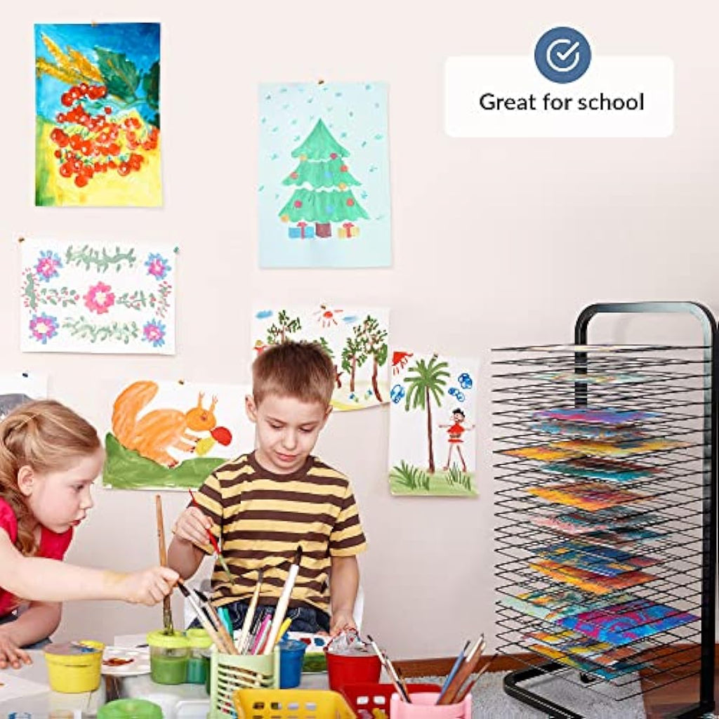 Jolof Store Art Drying Rack – 25 Removable Shelves Mobile Metal Rack
