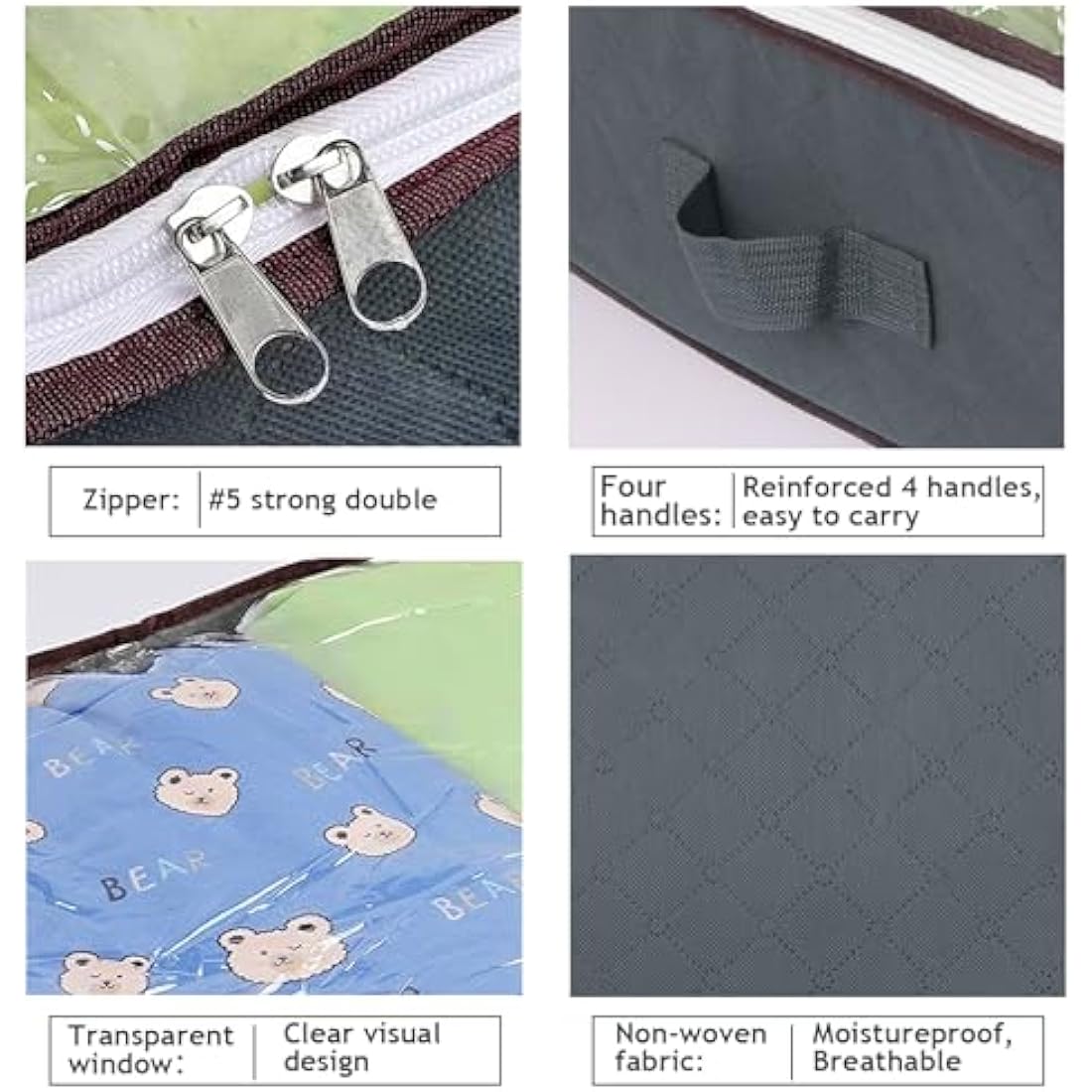 Budding Joy 90L Underbed Storage Bags with Lid, 4 Pack – Grey