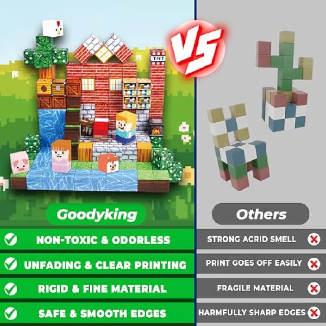 Goody King 150PCS Magnetic Building Blocks – STEM Montessori Toy Cube