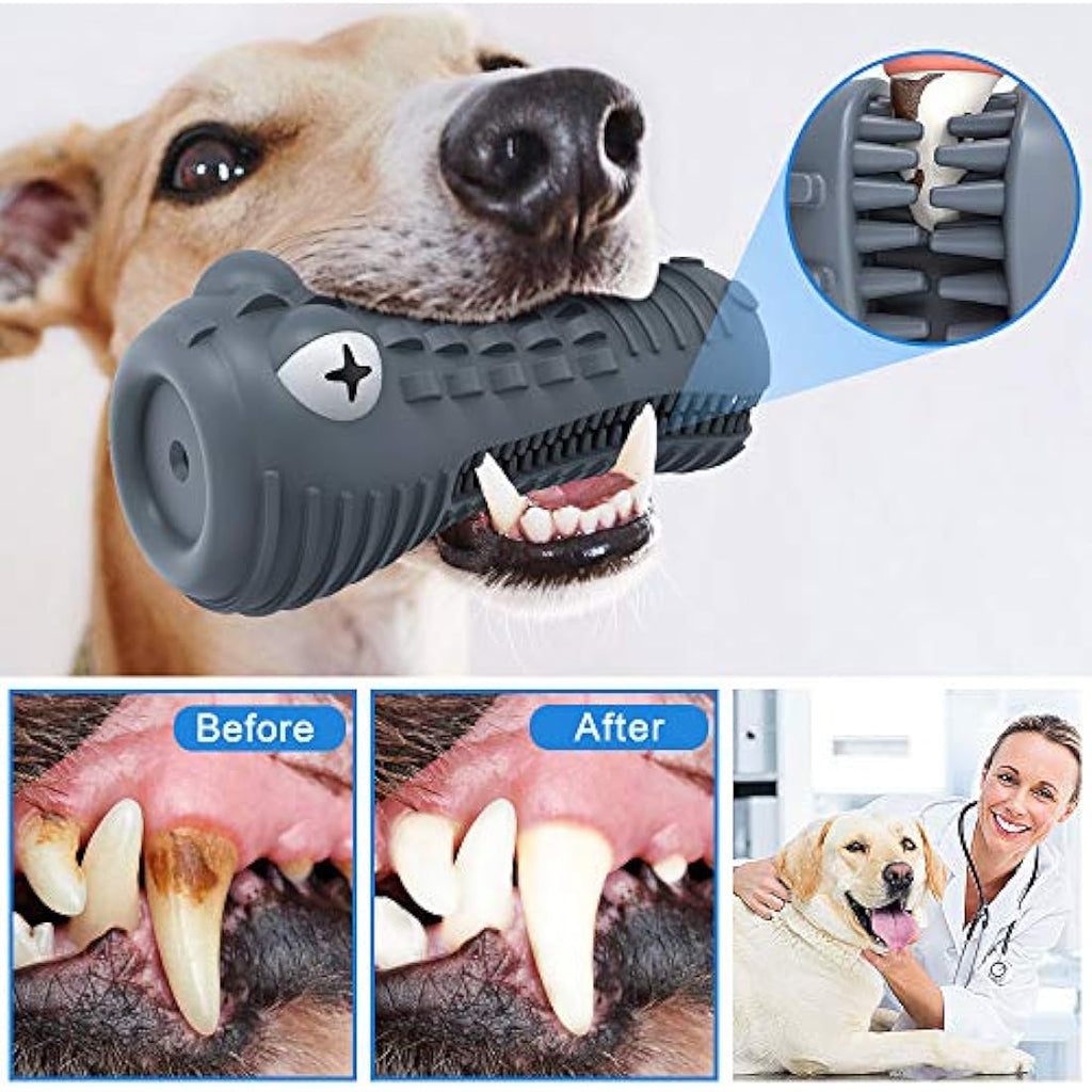 HETOO Crocodile Squeaky Dog Chew Toy | Durable Rubber Dental Care