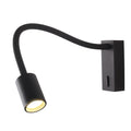 DAWALLIGHT 5W LED Gooseneck Reading Light | Black Wall Mounted Bedside Lamp