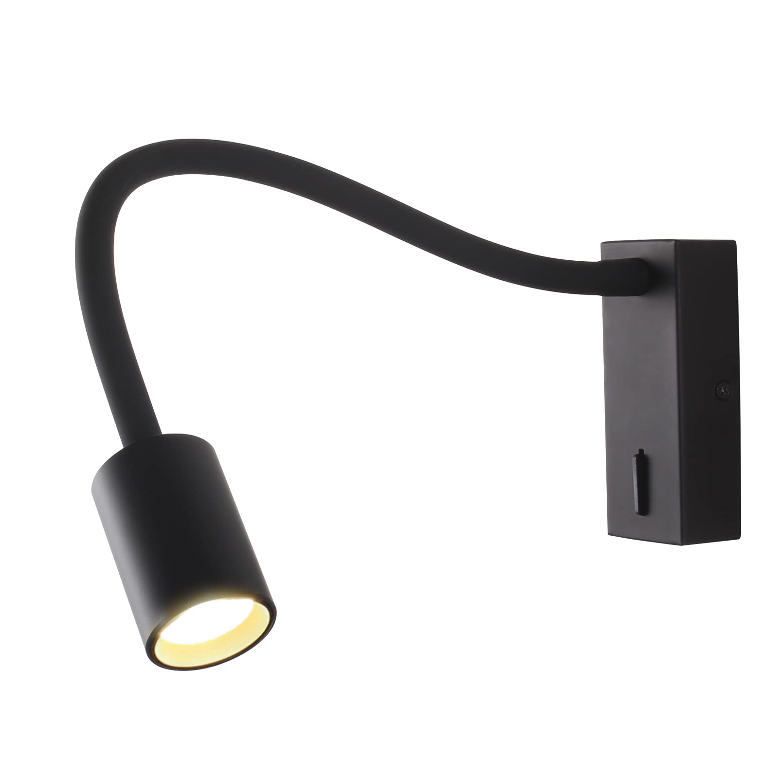 DAWALLIGHT 5W LED Gooseneck Reading Light | Black Wall Mounted Bedside Lamp