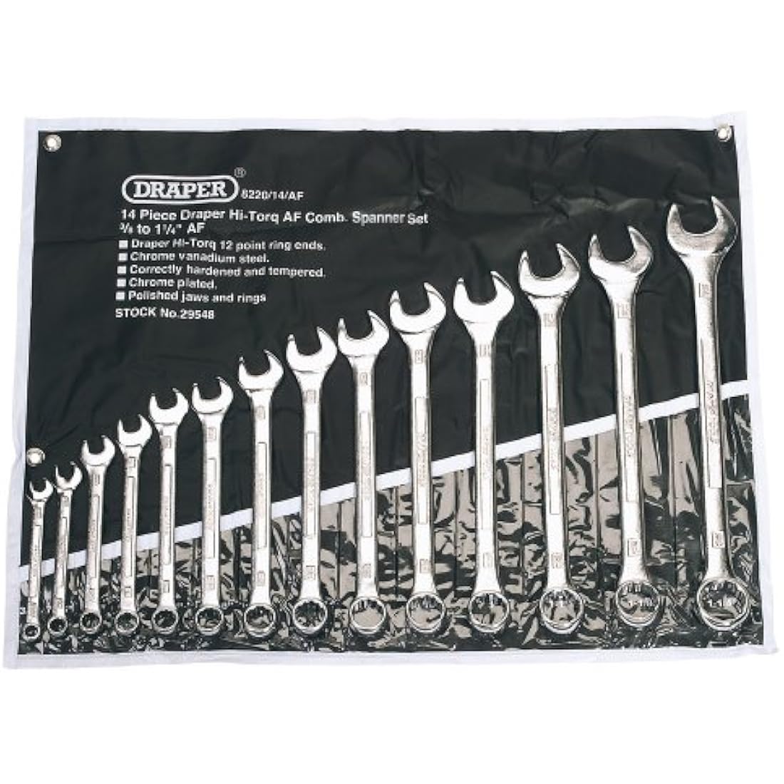 Draper 29548 14-Piece Hi-Torq AF Combination Wrench Set - Chrome Vanadium