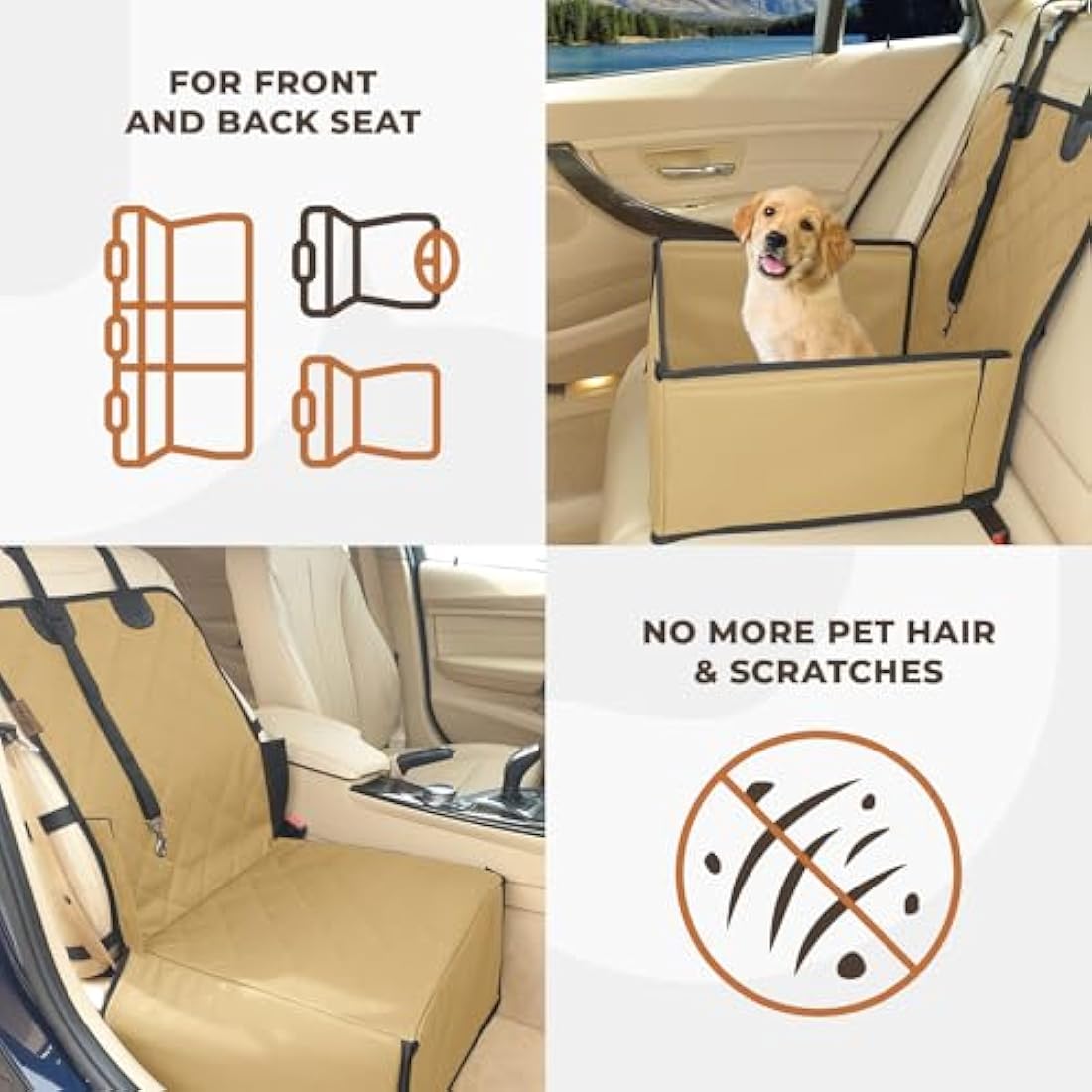 Wuglo Dog Car Seat – Waterproof Booster Seat for Small to Medium Dogs, Beige