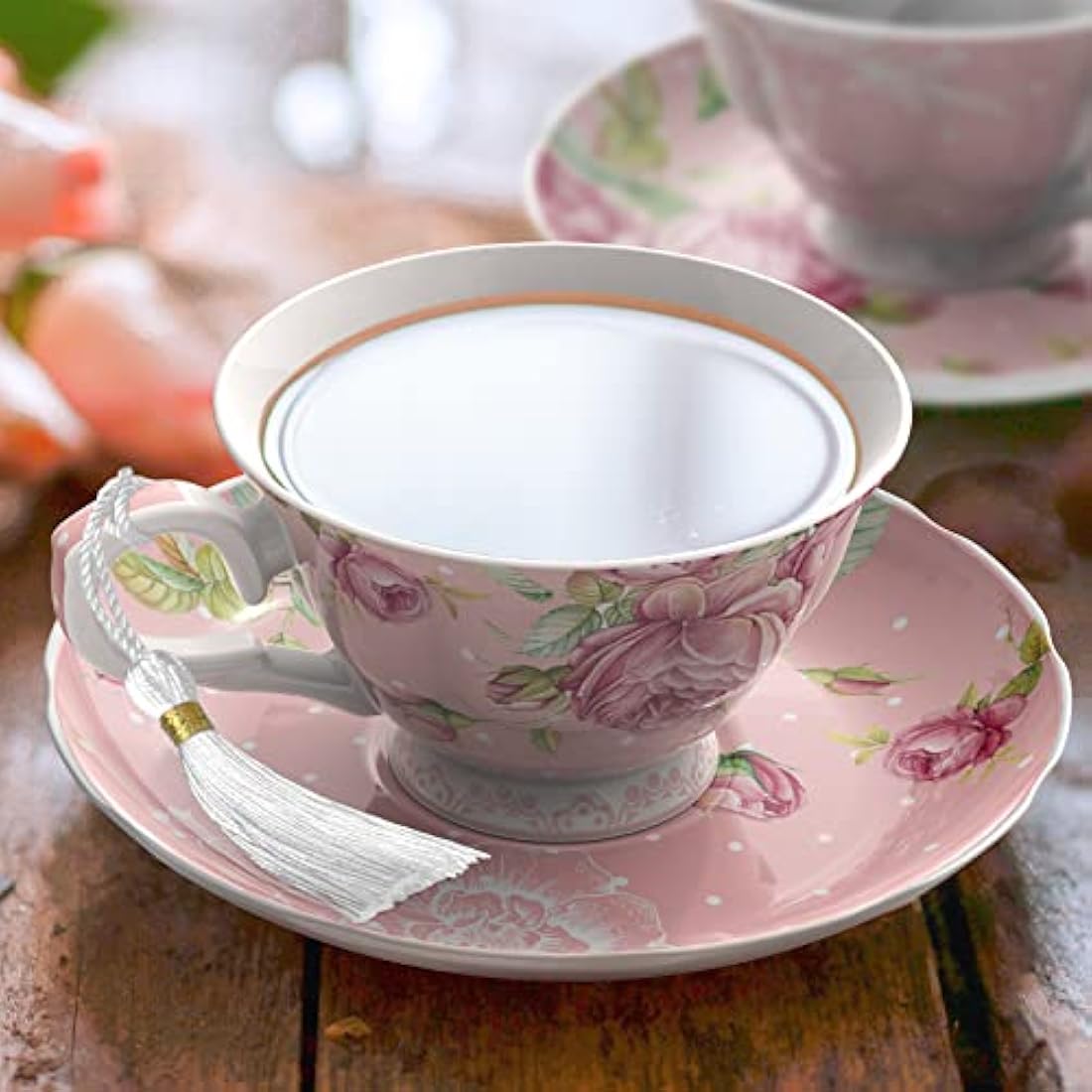 London Boutique Vintage Flora Porcelain Tea Cup and Saucer Set - 200ml