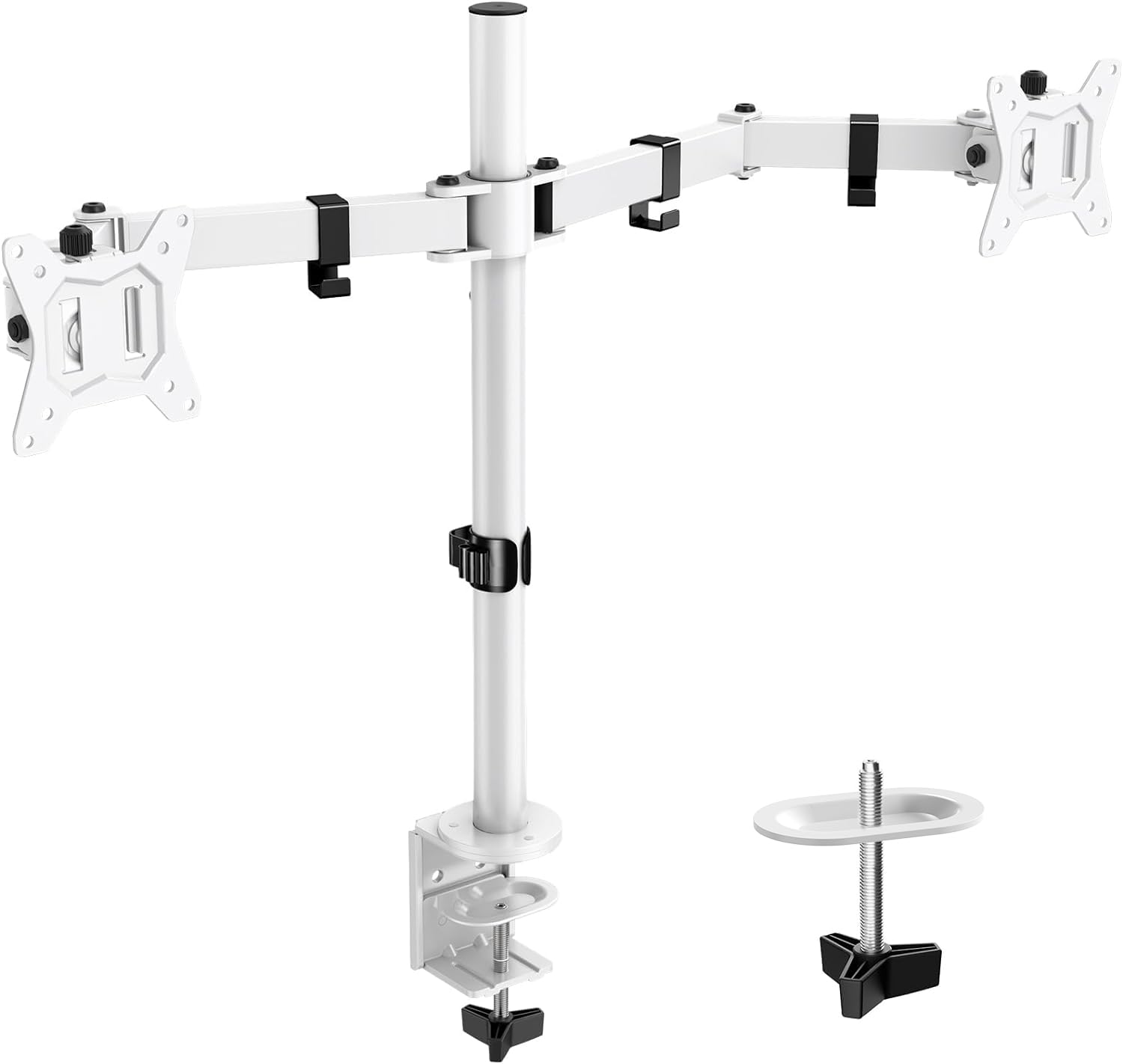 ErGear Dual Monitor Stand – Adjustable Desk Mount for 13-32" Screens, White