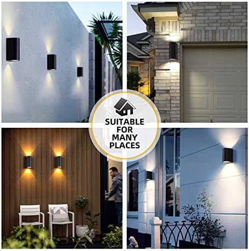 HLFVLITE Outdoor Wall Lights - 2-Pack Black Aluminum Up Down Sconce