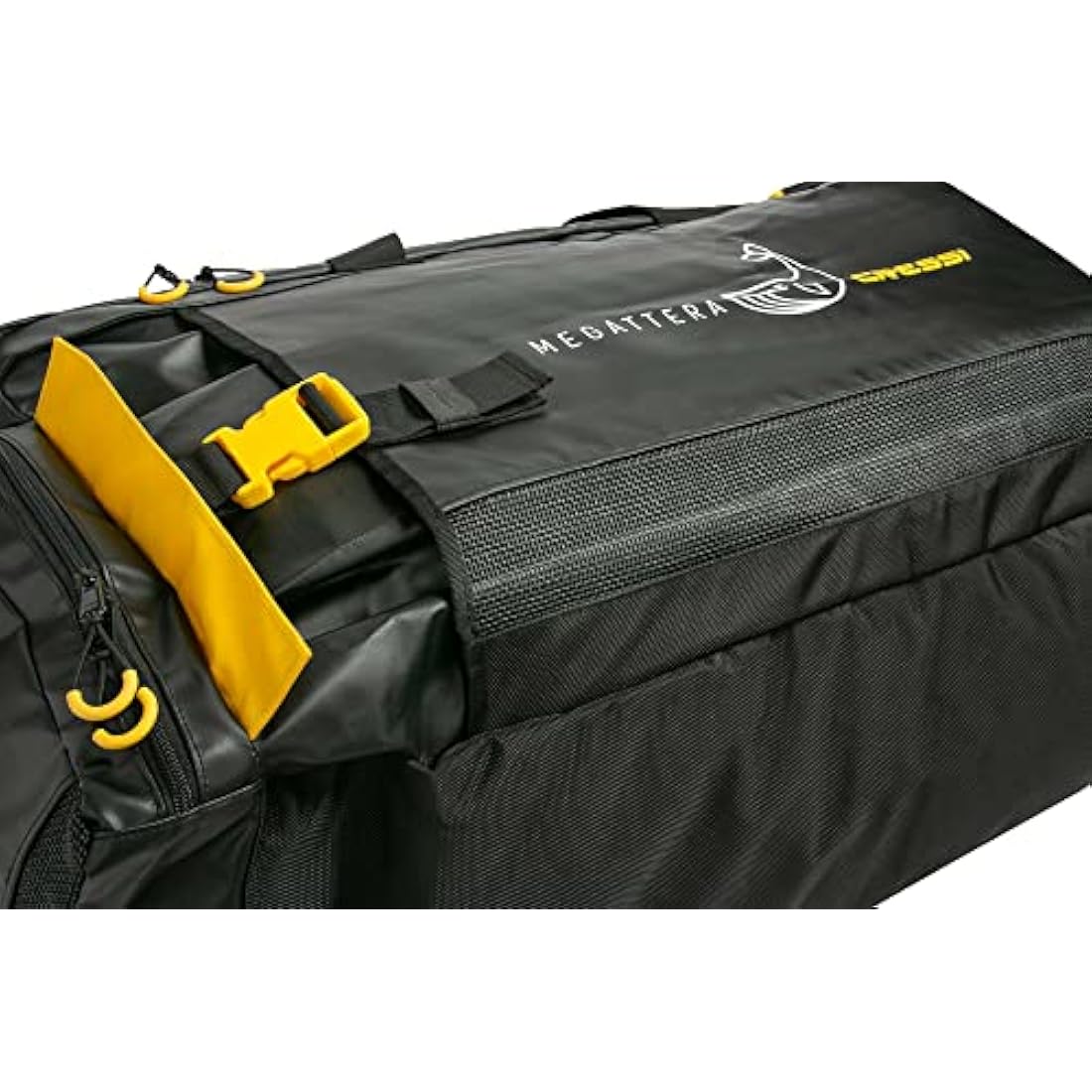 Cressi Megattera Dive Bag – 110L Waterproof Nylon Gear Duffel, Black/Yellow