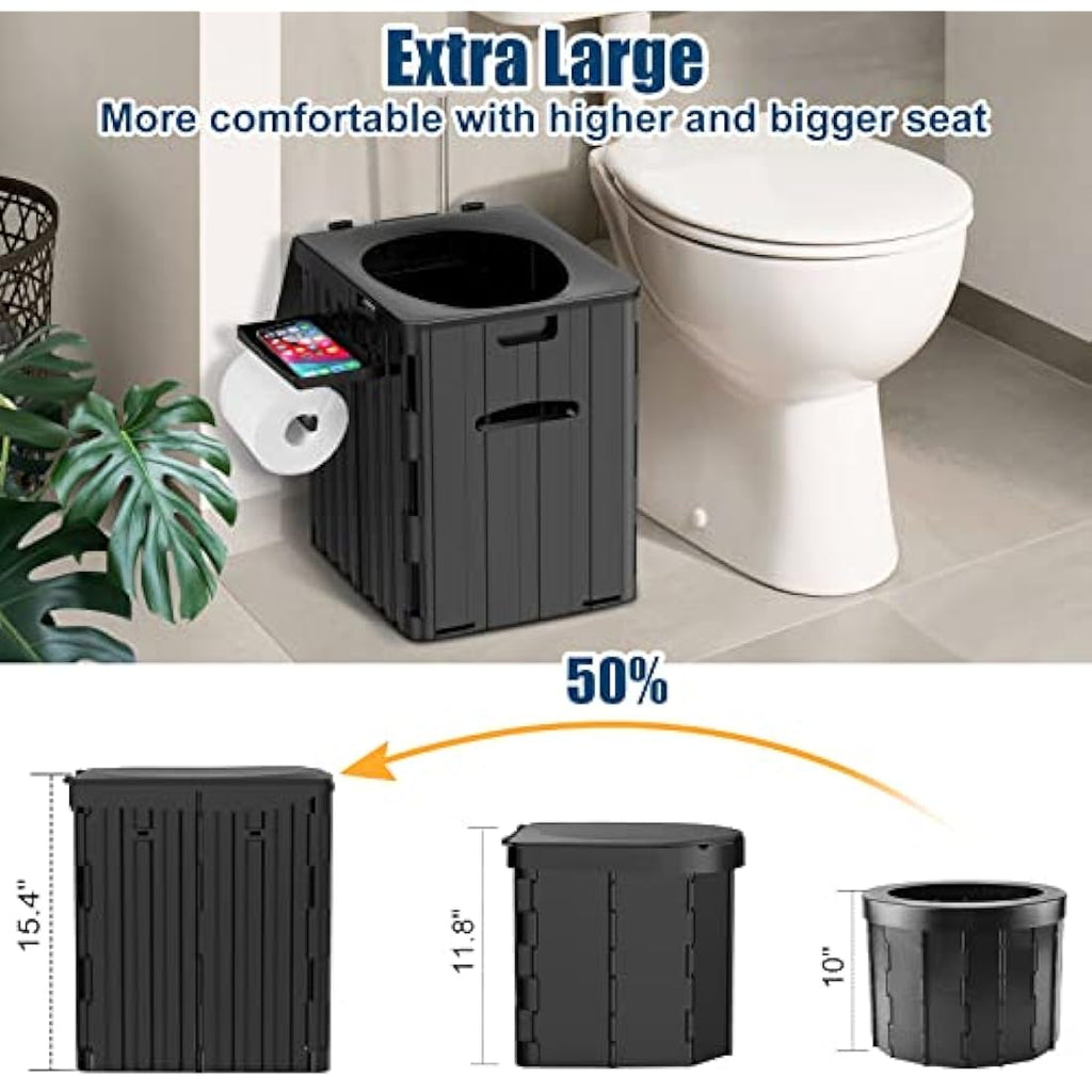 Jolof Store XL Portable Toilet – Foldable Camping Potty with Phone Holder