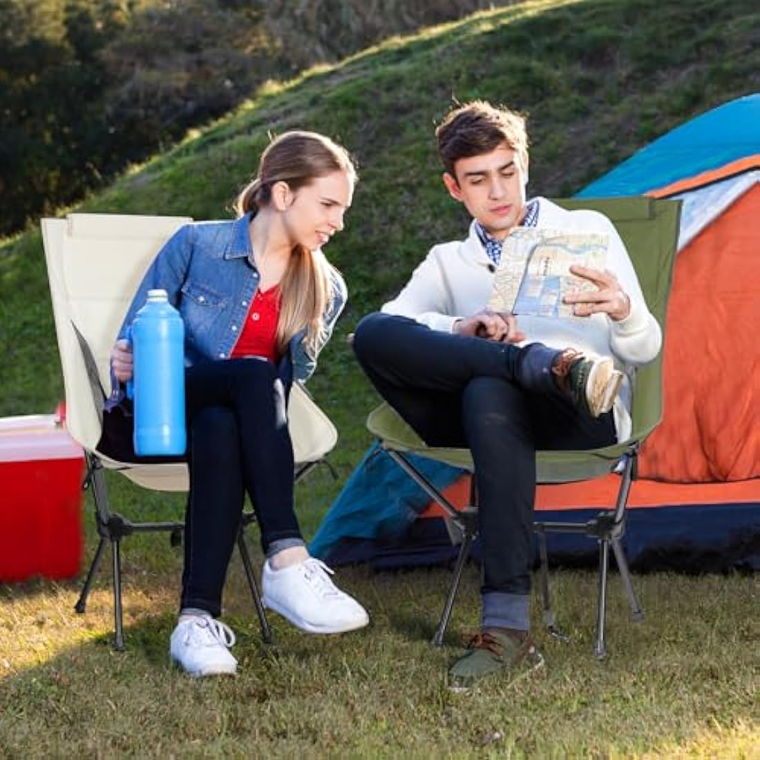 High Back Folding Camping Chair – Lightweight Aluminum, White