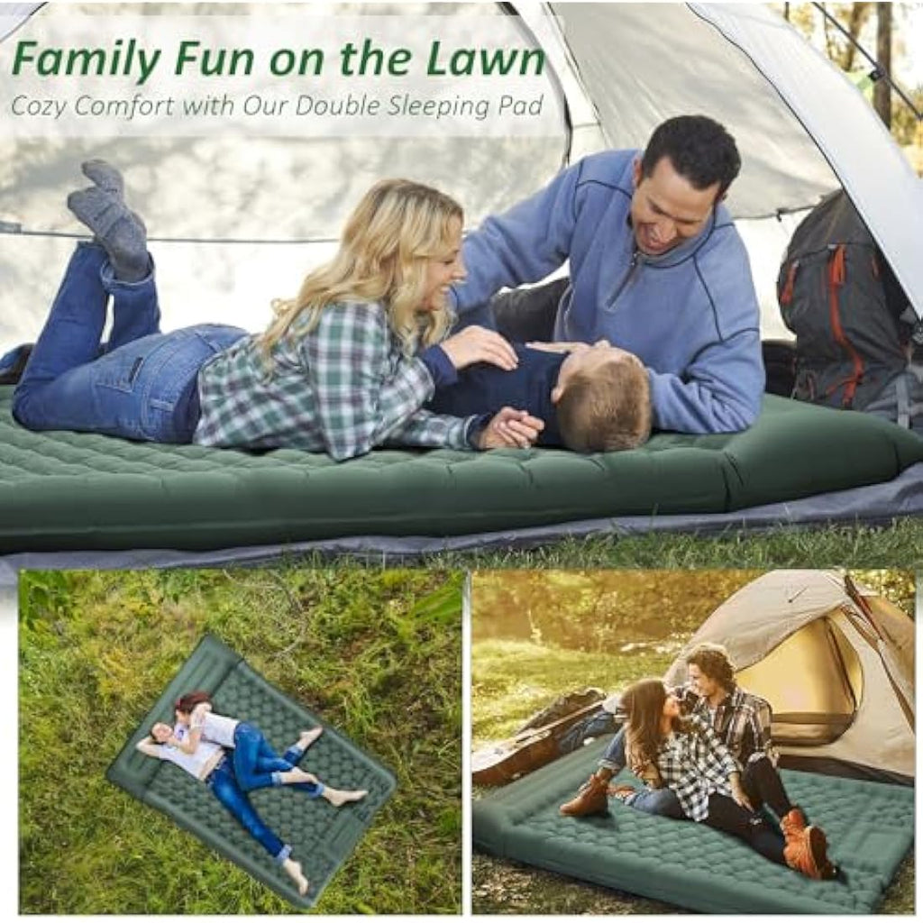 Double Self-Inflating Camping Mat | 12cm Thick Nylon Air Bed