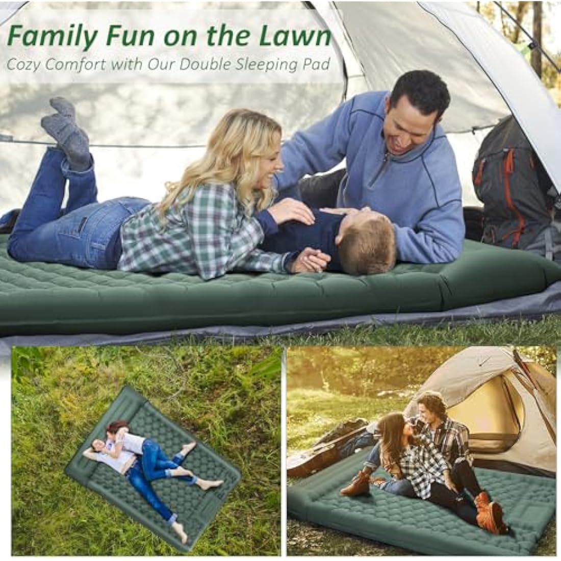 Double Self-Inflating Camping Mat | 12cm Thick Nylon Air Bed