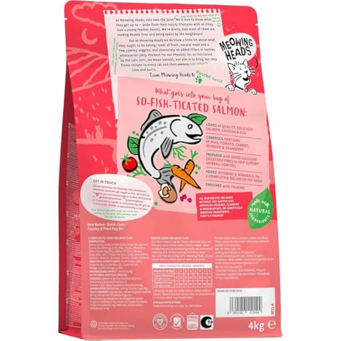 Meowing Heads So-fish-ticated Salmon Dry Cat Food - 4kg Natural Kibble