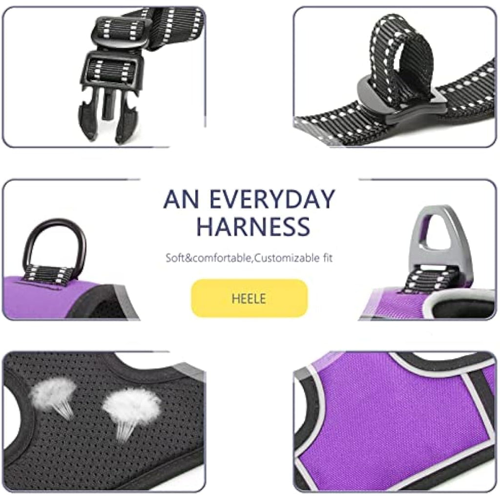 HEELE No Pull Dog Harness | Reflective Padded Training Vest - Purple, S