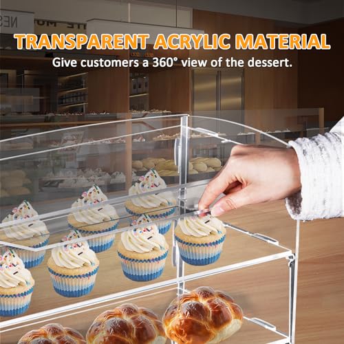 BAOSHISHAN 2-Tier Acrylic Pastry Display Case – Clear Countertop Cake Cabinet