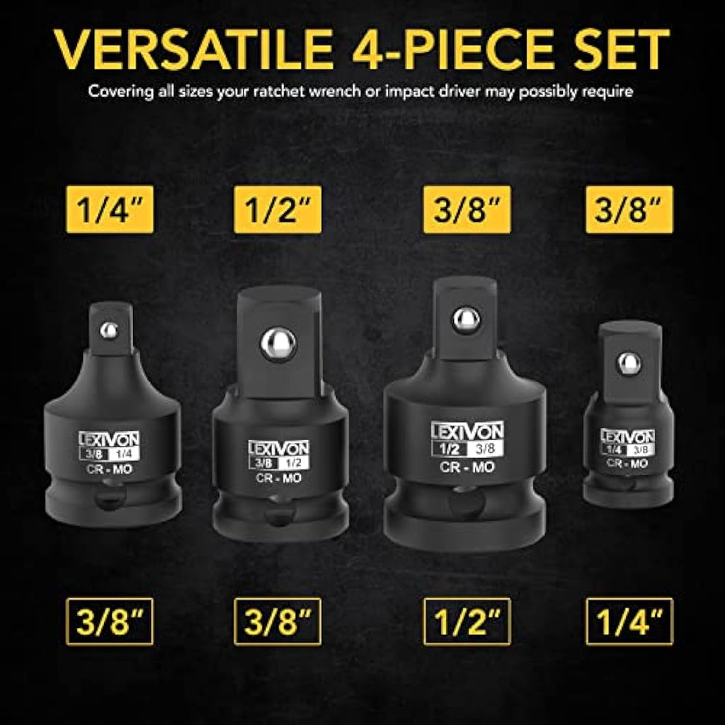 LEXIVON 7-Piece Impact Socket Adapter & Extension Set – Black Phosphate