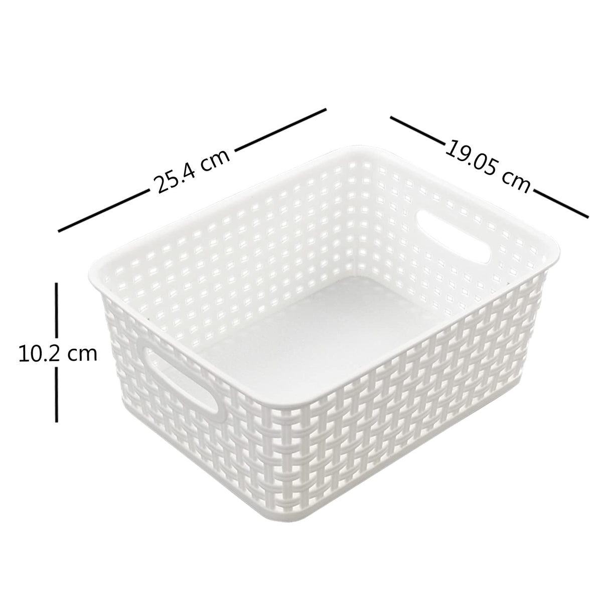 Easymanie 6-pack Plastic Woven Rattan Storage Basket, White - image 2