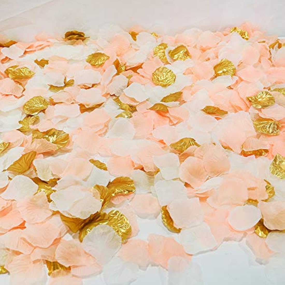 Silk Rose Petals – 1200pc Peach, Cream & Gold Wedding Decor