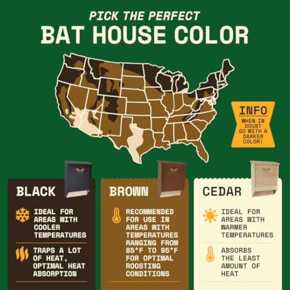 WildYard 2-Chamber Cedar Bat House – Outdoor Bat Box for Mosquito Control