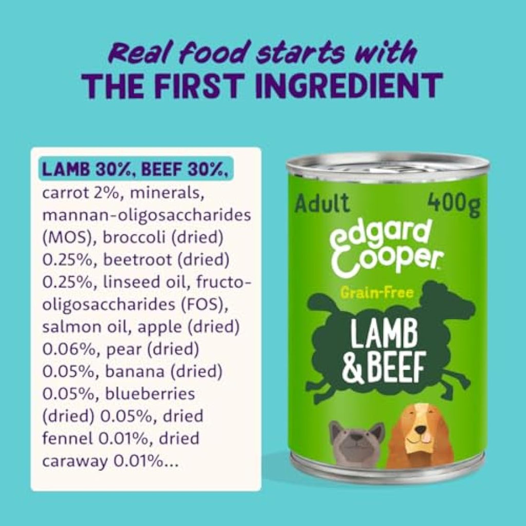Edgard & Cooper Grain-Free Wet Dog Food | Lamb & Beef Gravy | 6x400g
