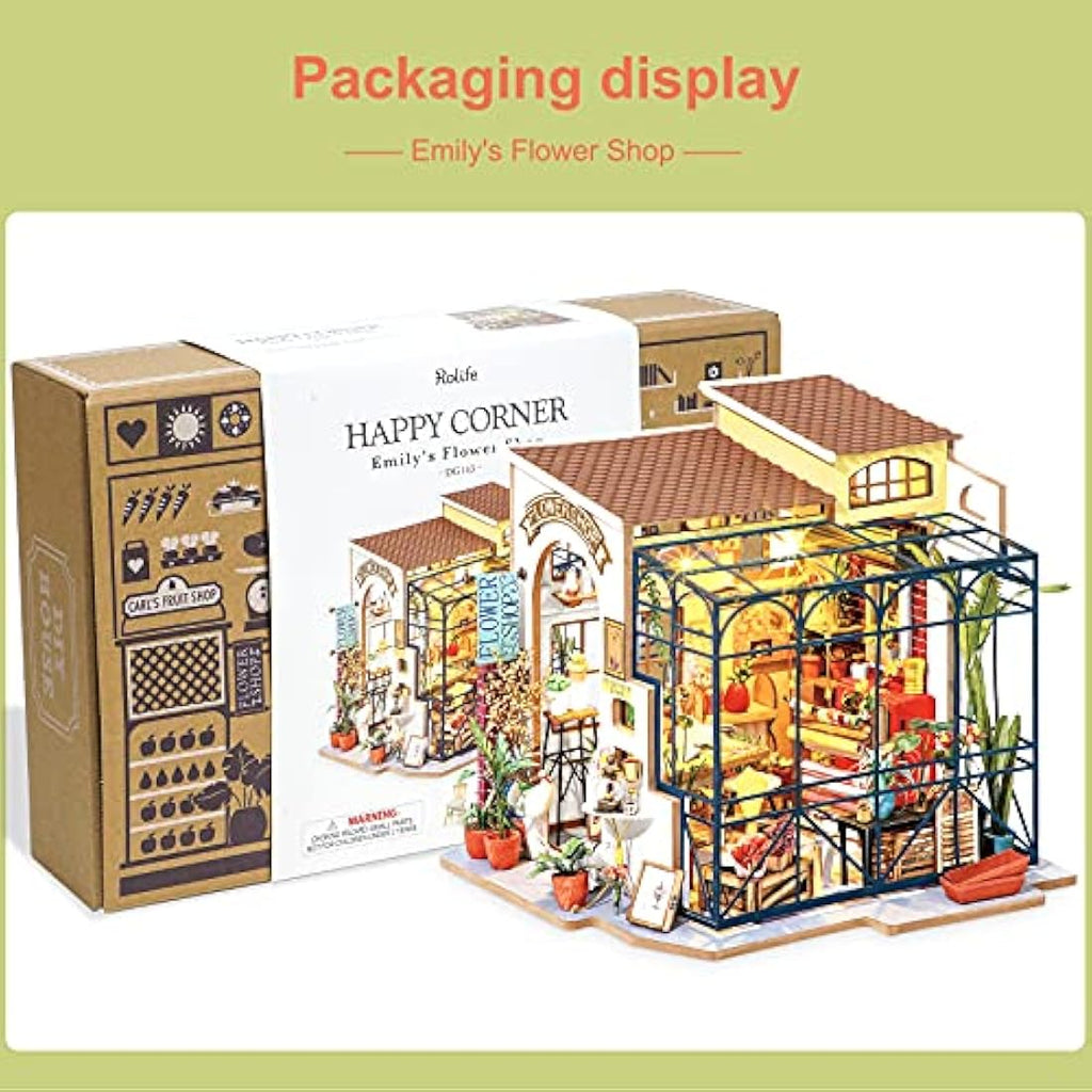Rolife DIY Miniature Dollhouse Kit | 3D Wooden Model Craft - Corner of Happiness